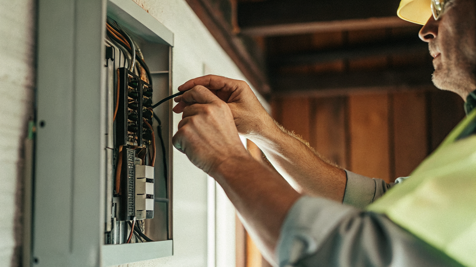 The Panel Pros crew installing a new 200-amp electrical panel on a Laguna Hills home