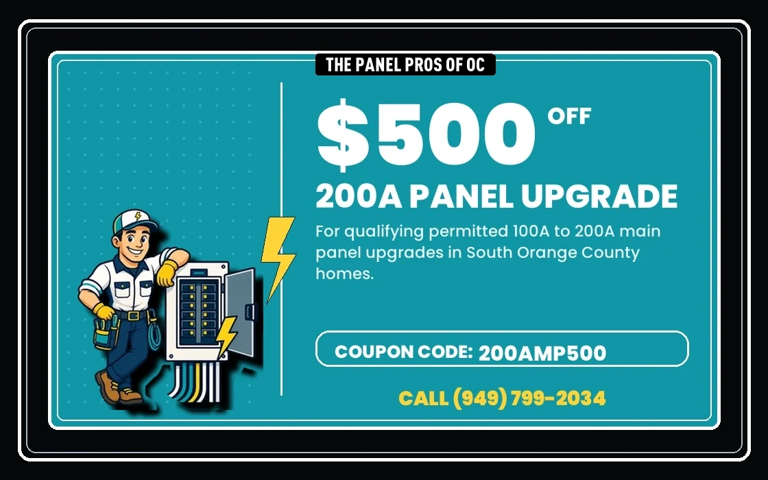 $500 off 200A panel upgrade coupon from The Panel Pros of OC